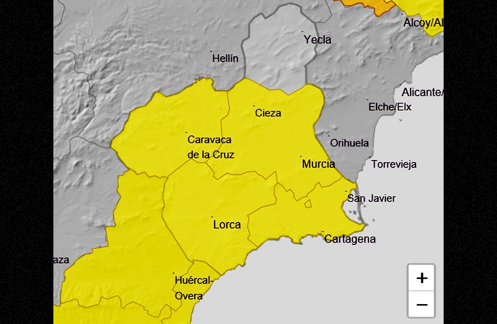 El Valle del Guadalentn, de nuevo en alerta amarilla el 5 de marzo con acumulacin de 60 mm en 12 horas
